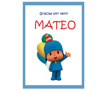 Stickers rect. gdes. Pocoyó 16u